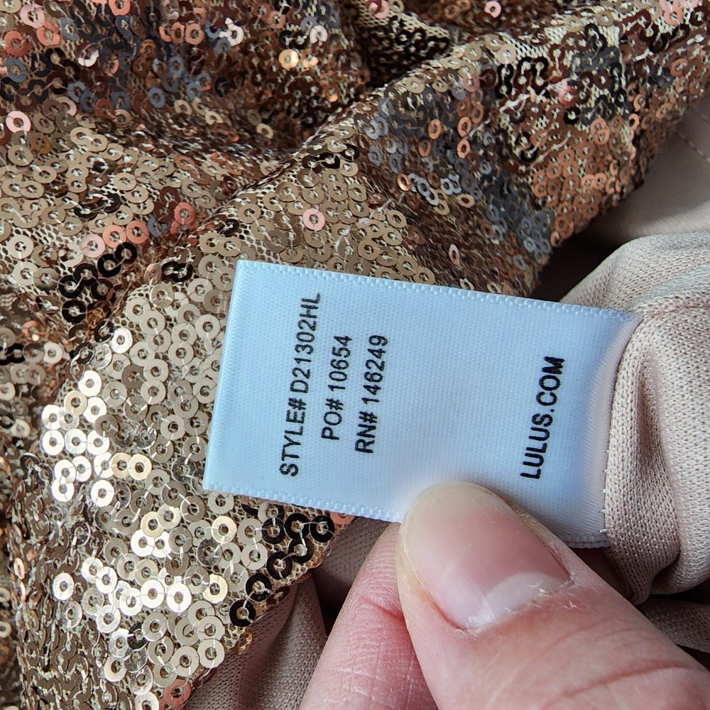 Lulus Rose Gold Sequin Bodycon Backless Mini Dress Medium - Picture 7 of 8